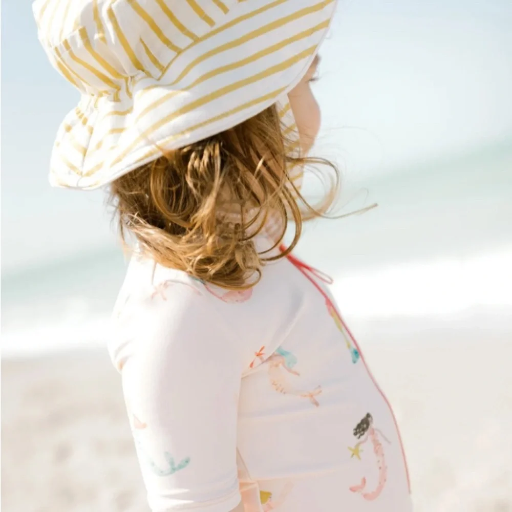 Pehr Striped Bucket Hat, Toddler Boy Girl, Yellow and White, 12-24 months - Picture 3 of 5